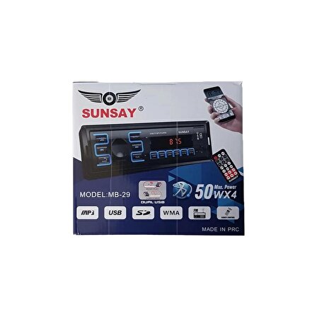 Audiomax Sunsay Mb-29 Telefon Şarj Edebilme Bluetooth Lu Oto Teyp Çift Usb Aux Sd